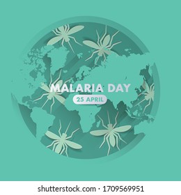 World Malaria Day, april 25th. Vector design suitable for brochure, poster and banner. Mosquito like a symbol of Malaria epidemic.