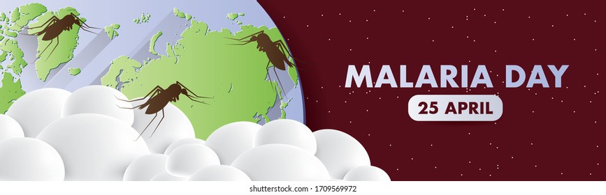 Día Mundial de la Malaria, 25 de abril. Diseño vectorial adecuado para folletos, afiches y banner. Mosquito como símbolo de la epidemia de malaria.