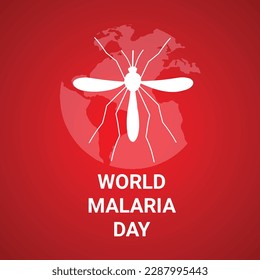 Fondo del Día Mundial de la Malaria con mosquito y mapa del mundo. Ilustración vectorial.