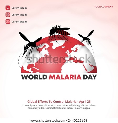 World Malaria Day background with mosquitoes