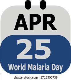 World Malaria Day calendar. Day 25 of april. Vector icon illustration.