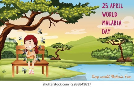 World Malaria Day, concept, 3D illustration. 25 April. Template for background, banner, sticker, Greeting card, poster, with slogan vector illustration. April important day. editable. awareness, top.