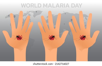 World Malaria Day Konzept Design für Malaria Day. Gut für Banner, Poster, Kampagne. Moskito Silhouette in Zeichengrafik.