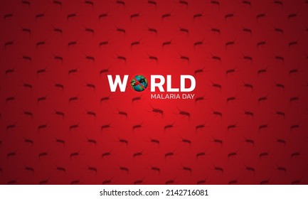 Diseño del concepto del día mundial de la malaria para el día de la malaria. Bien por banner, afiche, campaña. Silueta de mosquito en ilustración.