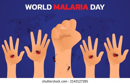 Diseño del concepto del día mundial de la malaria para el día de la malaria. Bien por banner, afiche, campaña. Silueta de mosquito en ilustración.