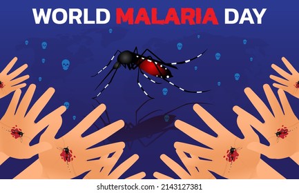 World Malaria Day Konzept Design für Malaria Day. Gut für Banner, Poster, Kampagne. Moskito Silhouette in Zeichengrafik.