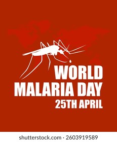 World Malaria Day creative banner on red background template design with mosquito illustration