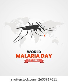 World Malaria Day creative banner on white background template design with mosquito illustration