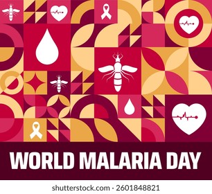 World Malaria Day geometric shape pattern background banner or poster design template. observed every year in  April. Holiday concept. Use to any Template, card, poster, placard, template.