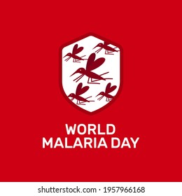 World Malaria Day Greeting Card Design With Mosquito And Shield Illustration