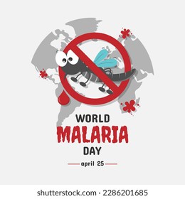 Saludo del Día Mundial de la Malaria con señal de alto al mosquito en todo el mundo