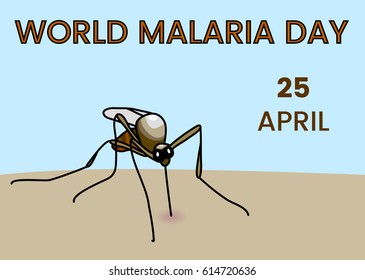 World Malaria Day illustration with mosquito bite human skin