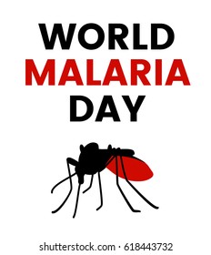 World Malaria Day illustration with stop, prohibit sign and mosquito