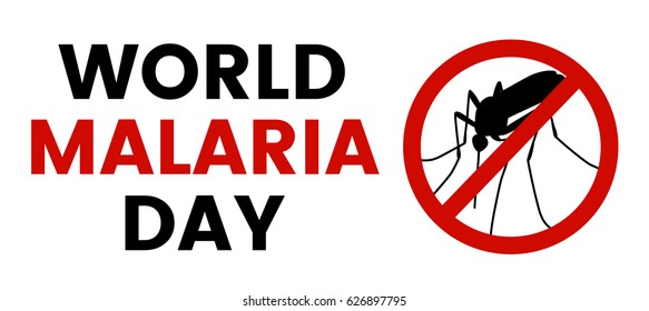 World Malaria Day illustration with stop, prohibit sign and mosquito