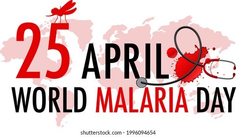 World Malaria Day logo or banner with mosquito illustration