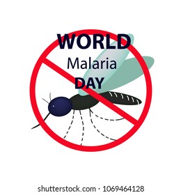 World Malaria Day. Mosquito bans the sign. Infographics. Vector illustration on isolated background.