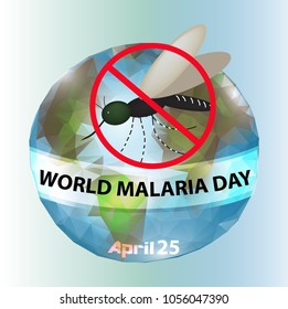 World Malaria Day. Mosquito, planet earth. Infographics. Vector illustration on isolated background.