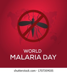 World Malaria Day With Mosquito Stop Sign And World Map Vector