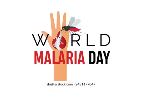 World Malaria Day observed every year in April. Template for background, banner, card, poster with text inscription.