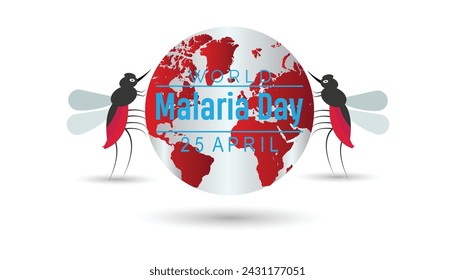 World Malaria Day observed every year in April. Template for background, banner, card, poster with text inscription.