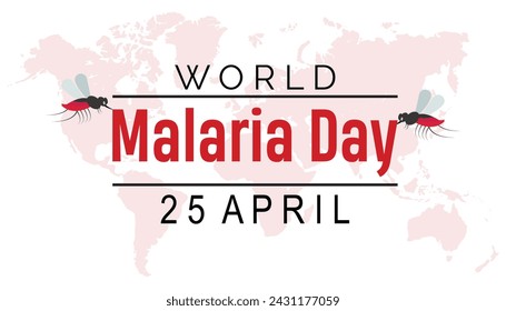 El Día Mundial de la Malaria se celebra todos los años en abril. Plantilla para fondo, banner, tarjeta, cartel con inscripción de texto.