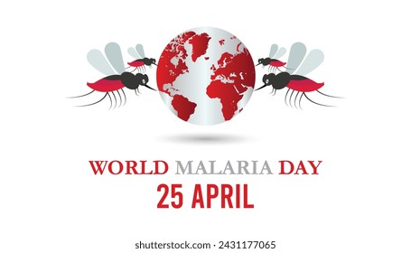 World Malaria Day observed every year in April. Template for background, banner, card, poster with text inscription.