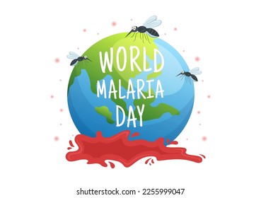 Día Mundial de la Malaria el 25 de abril Ilustración con la Tierra Protegida de los Mosquitos en mano de caricatura plana dibujada para pancarta web o plantillas de páginas de aterrizaje