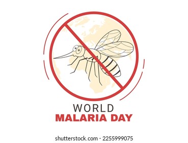 World Malaria Day on April 25 Illustration with Earth Protected from Mosquitoes in Flat Cartoon Hand Drawn for Web Banner or Landing Page Templates