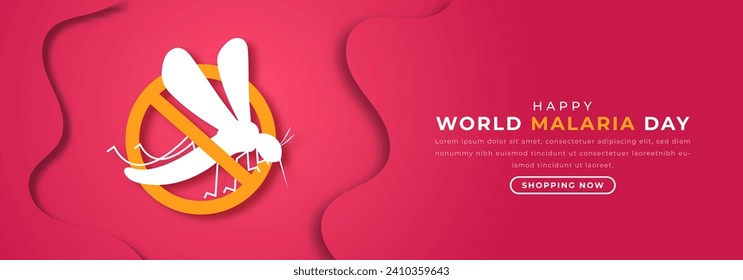 Estilo de corte del papel del Día Mundial de la Malaria Ilustración de diseño vectorial para fondo, afiche, cartel, publicidad, tarjeta de saludo