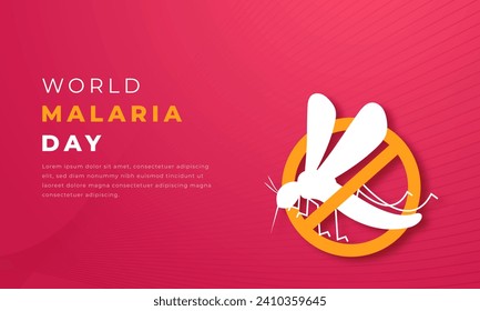 Estilo de corte del papel del Día Mundial de la Malaria Ilustración de diseño vectorial para fondo, afiche, cartel, publicidad, tarjeta de saludo