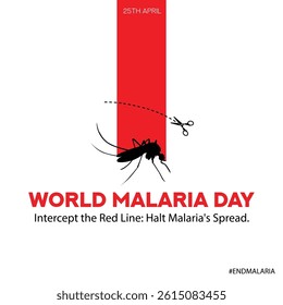 World Malaria Day, Poster, Concept, Mosquito, 25 April, Banner, Social Media Post, Vector, World Malaria Day, global efforts to control Malaria. END MALARIA.