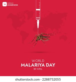 Publicación en medios sociales del Día Mundial de la Malaria, sin mosquito, sin diseño de malaria
