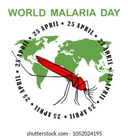 World Malaria Day - suitable for greeting card, poster and banner. 
Vector illustration
