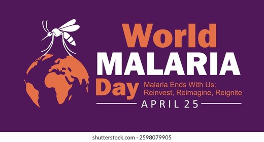 World Malaria Day. vector graphic of World Malaria Day with a mosquito silhouette on the earth. Ideal for World Malaria Day celebration.