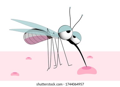 CARÁCTER CUIDADO DE UN mosquito. Sangre succionante insecto. El portador de la enfermedad. Ilustración vectorial.