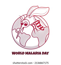 Vector del Día Mundial de la Malaria Ilustración con forma de contorno de gradiente dibujado a mano
