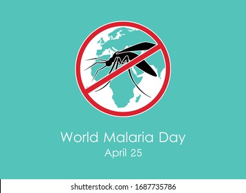 World Malaria Day vector. Mosquito vector illustration. Gnat silhouette vector. Stop mosquitoes symbol. Malaria Day Poster, April 25. Important day