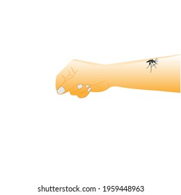 world malaria day web banner design. a hand that bit by a mosquito. illustration image