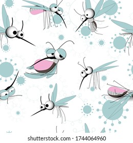 World Malaria Day.Insects pattern. Mosquito. Blood sucking insect. The carrier of the virus. Vector illustration.