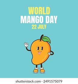 Plantilla del Día Mundial del Mango. 22 de julio, Plantilla del Vector. Día internacional del mango. El día del rey de los frutos.