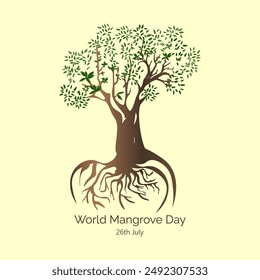 World Mangrove Day or International day for the Conservation of the Mangrove Ecosystem vector, illustration. 26 July.