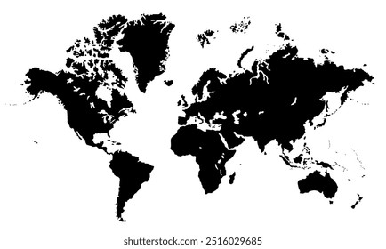 Mapa del mundo 01, siluetas mapa del mundo, mapa del mundo moderno gráfico, Países Siluetas Ilustraciones de stock, Vectores