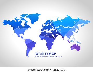 Vektor Stok Detailed Vector Illustration World Political Map (Tanpa ...