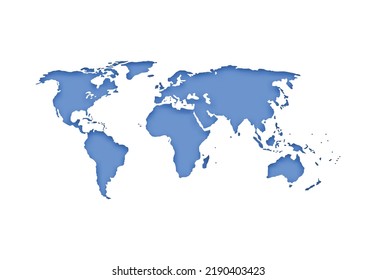 World map 3d. Earth blue map and shadow for business infographic, eco concept. Vector illustration