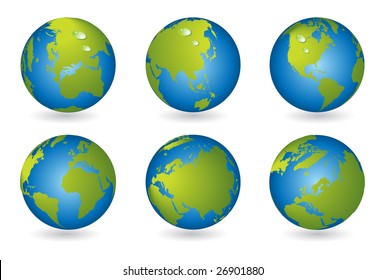 World map, 3D globe series
