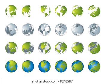 World map, 3D globe series