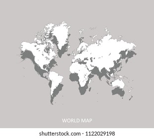World map 3d image vector outline gray background