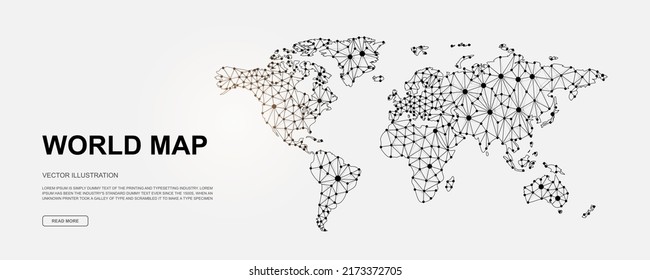 World Map 3d low poly symbol for landing page template. Geography design illustration. Polygonal Earth illustration for homepage design, adv page