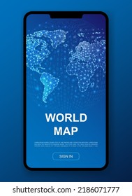 World Map 3d polygonal symbol for UI, UX design template. Low poly Geography illustration for homepage app design. Earth planet illustration concept.