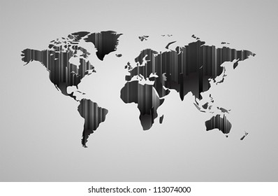 World map with 3d-effect. Vector saved as eps-10, file contains objects with transparency.